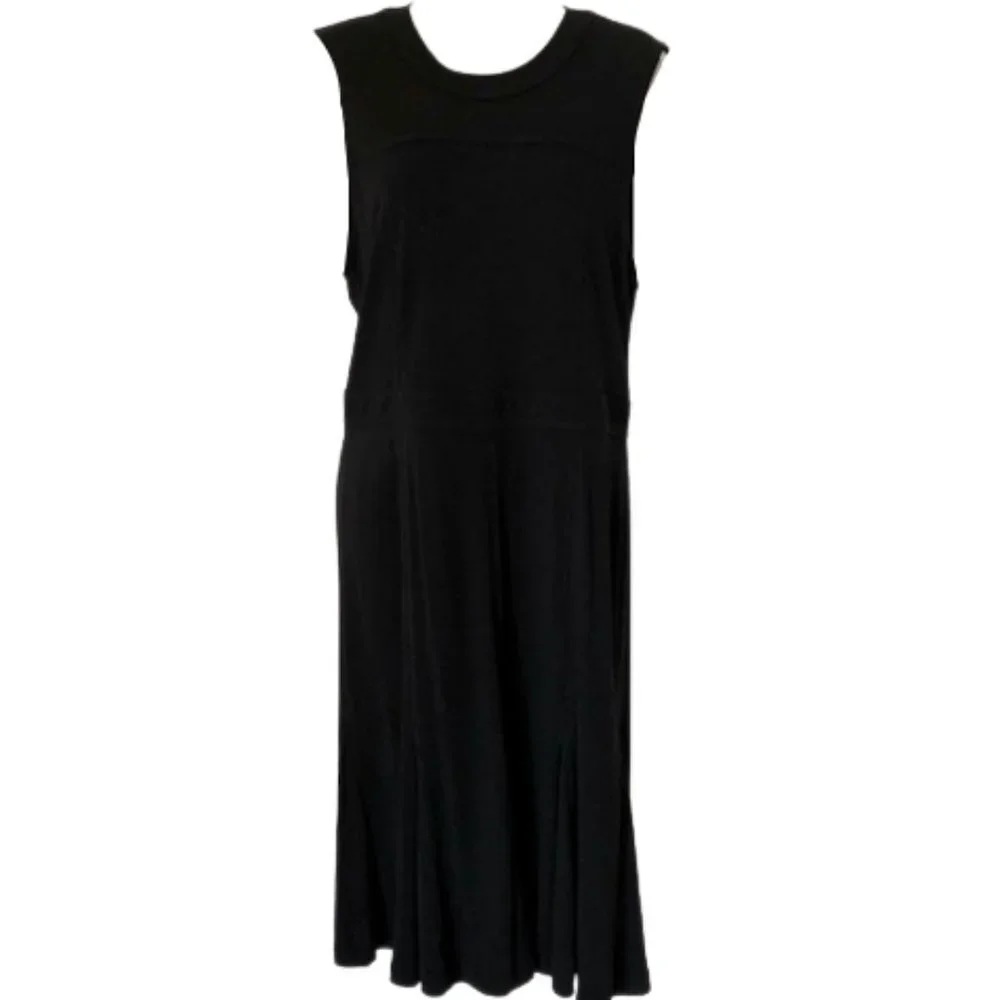 Tory Burch Black Midi Fit and Flare Shift Dress - Ruffle - 8